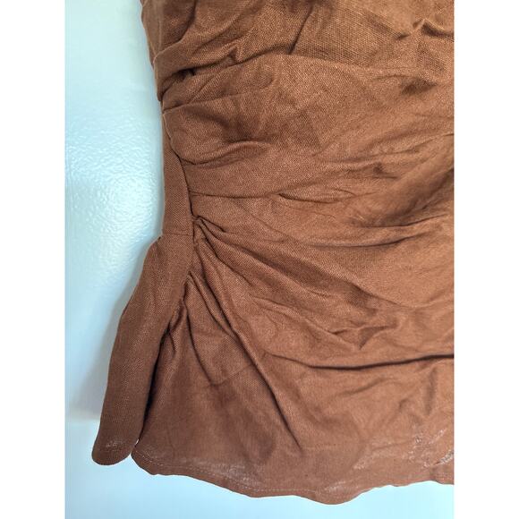 NWT Calypso St. Barth Linen Blend Ruched Strapless Top, 4 - Picture 2 of 5